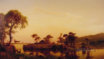 Gosnold at Cuttyhunk Albert Bierstadt Landscapes brook Oil Paintings